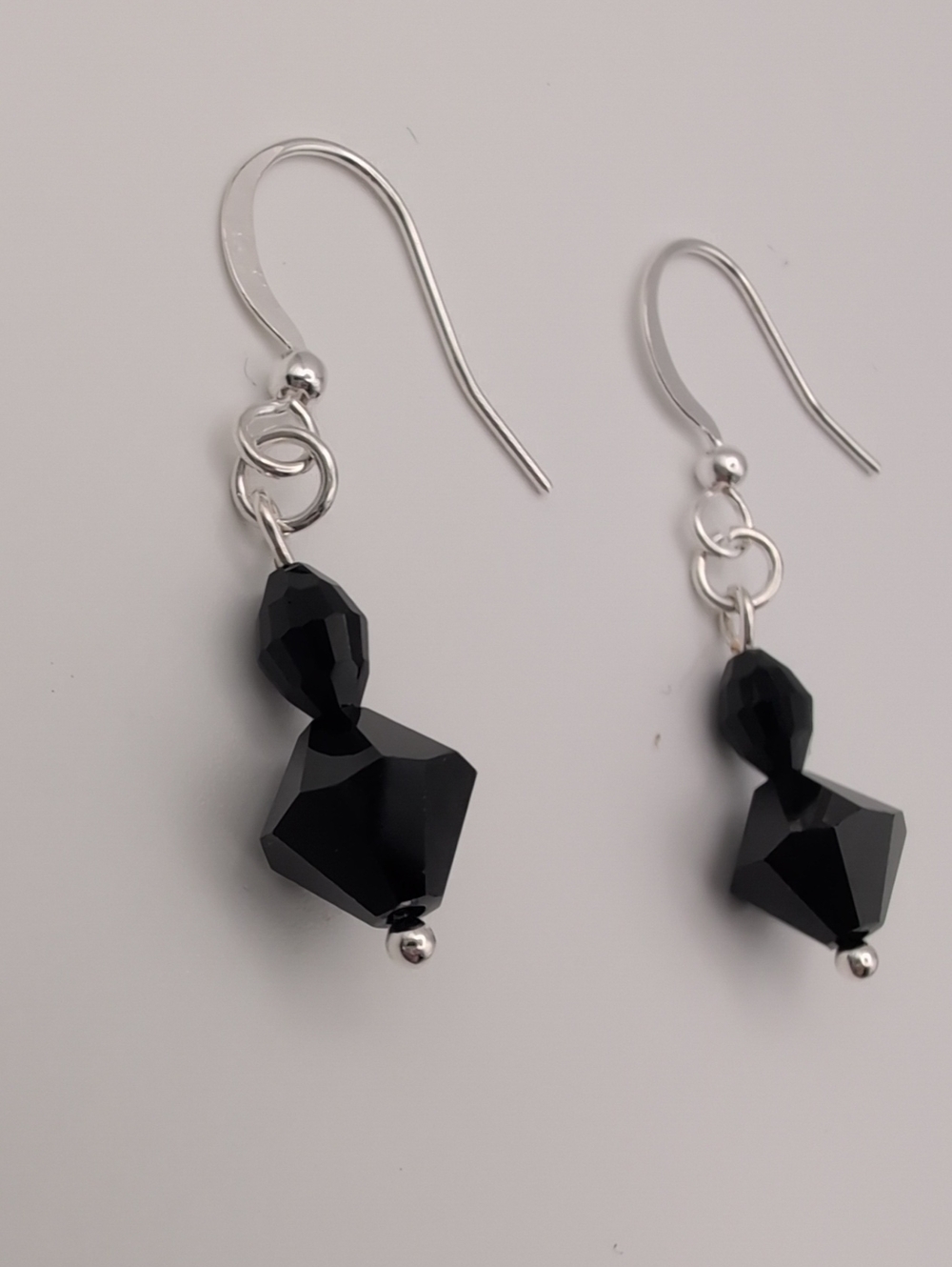 Handmade Swarovski Crystal Jet Black Faceted Drop Earrings